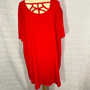 L&B Red Short Sleeve Women's Top with Cutout front